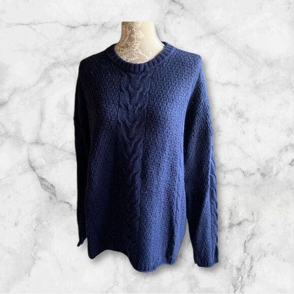 ✨Madewell Navy Easy Cable Knit Merino Wool Sz XS Sweater✨ - Picture 5 of 11